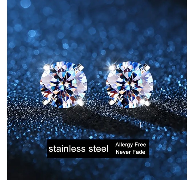 Сережки-гвоздики з кубічним цирконієм