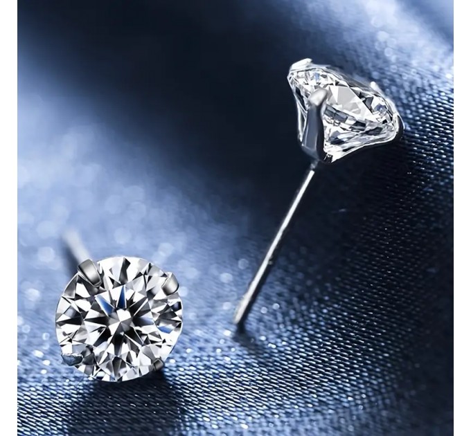 Сережки-гвоздики з кубічним цирконієм