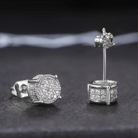 Класичні круглі сережки з синтетичними цирконіями