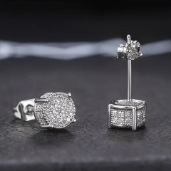 Класичні круглі сережки з синтетичними цирконіями