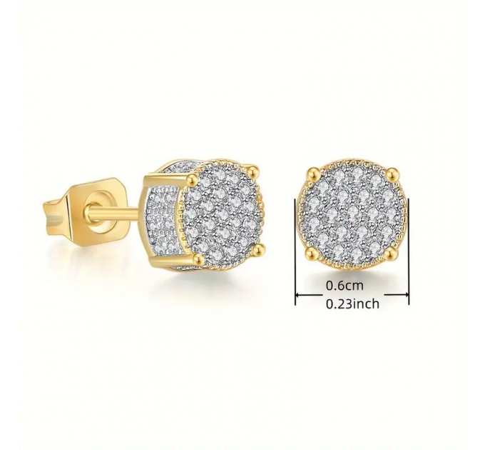 Класичні круглі сережки з синтетичними цирконіями