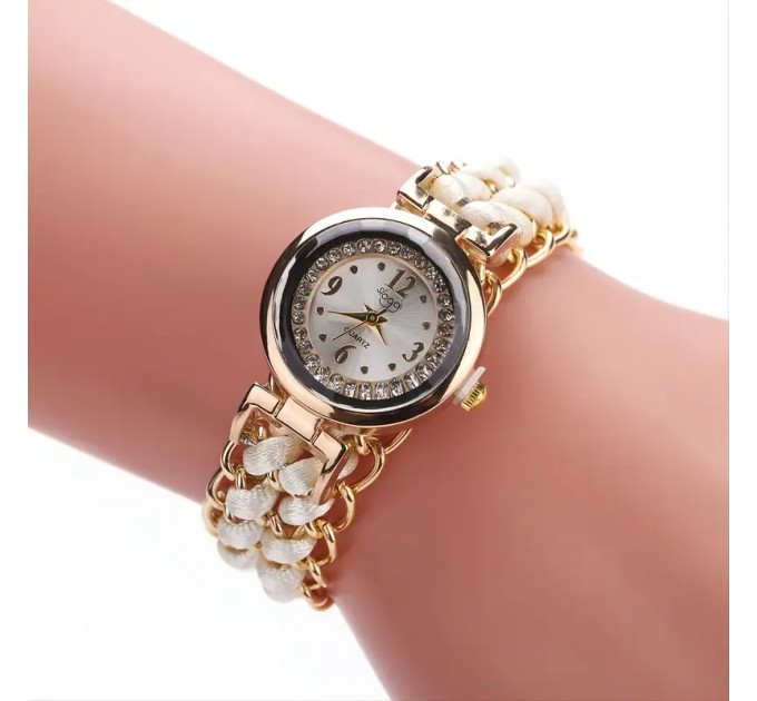 Жіночий модний кварцовий годинник з плетеним ремінцем