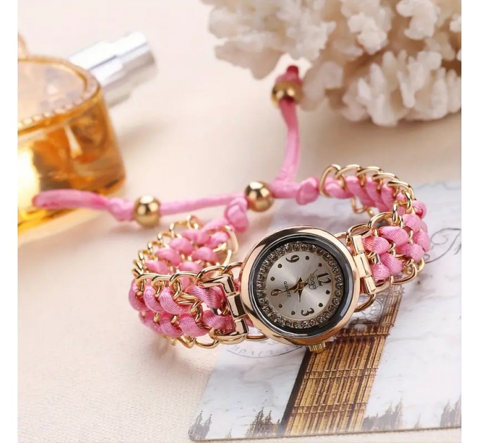 Жіночий модний кварцовий годинник з плетеним ремінцем