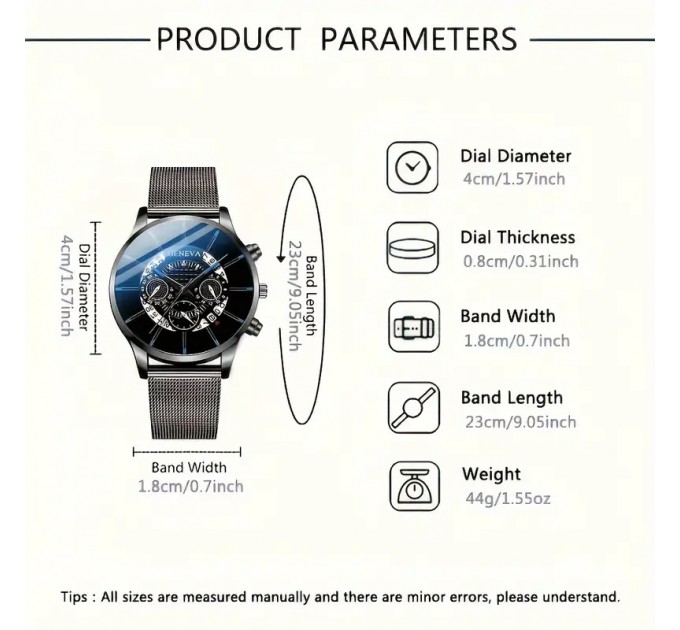 Чоловічий кварцовий годинник з нержавіючої сталі