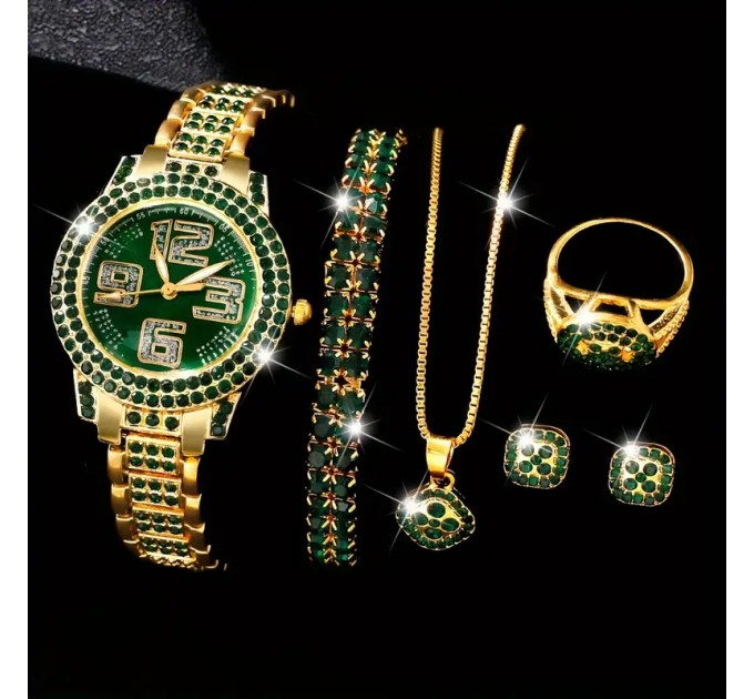 Модний кварцовий годинник і ювелірний набір для жінок