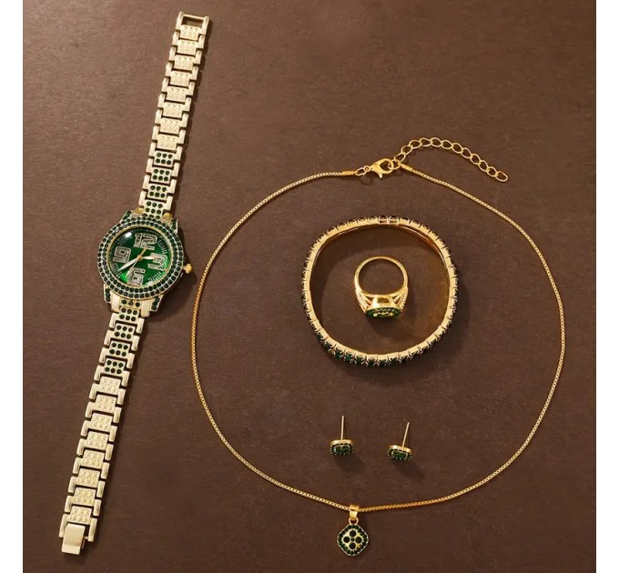 Модний кварцовий годинник і ювелірний набір для жінок